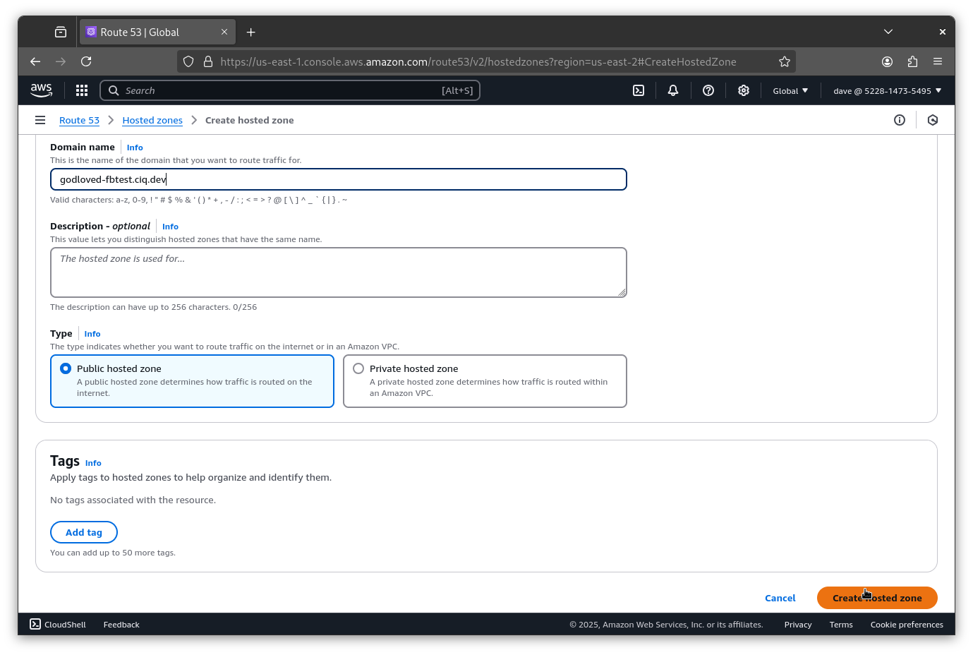 Provide a domain name for the hosted zone