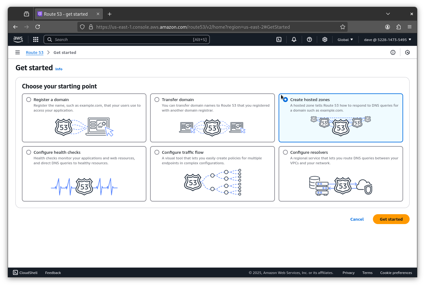 Click on created hosted zones