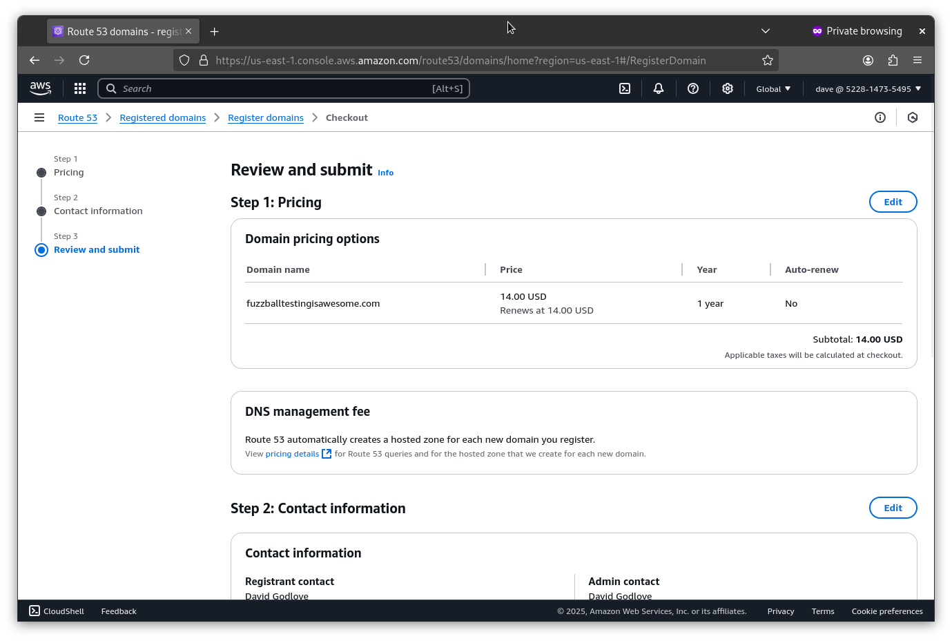 Review and finalize your domain name purchase