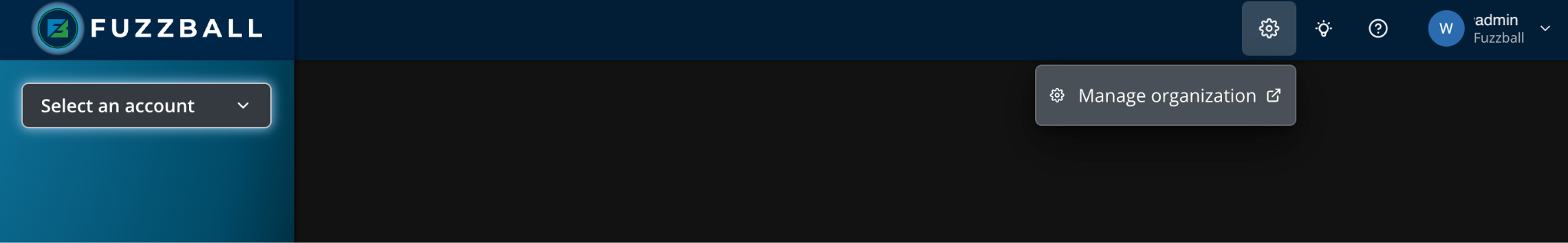 Manage organization menu