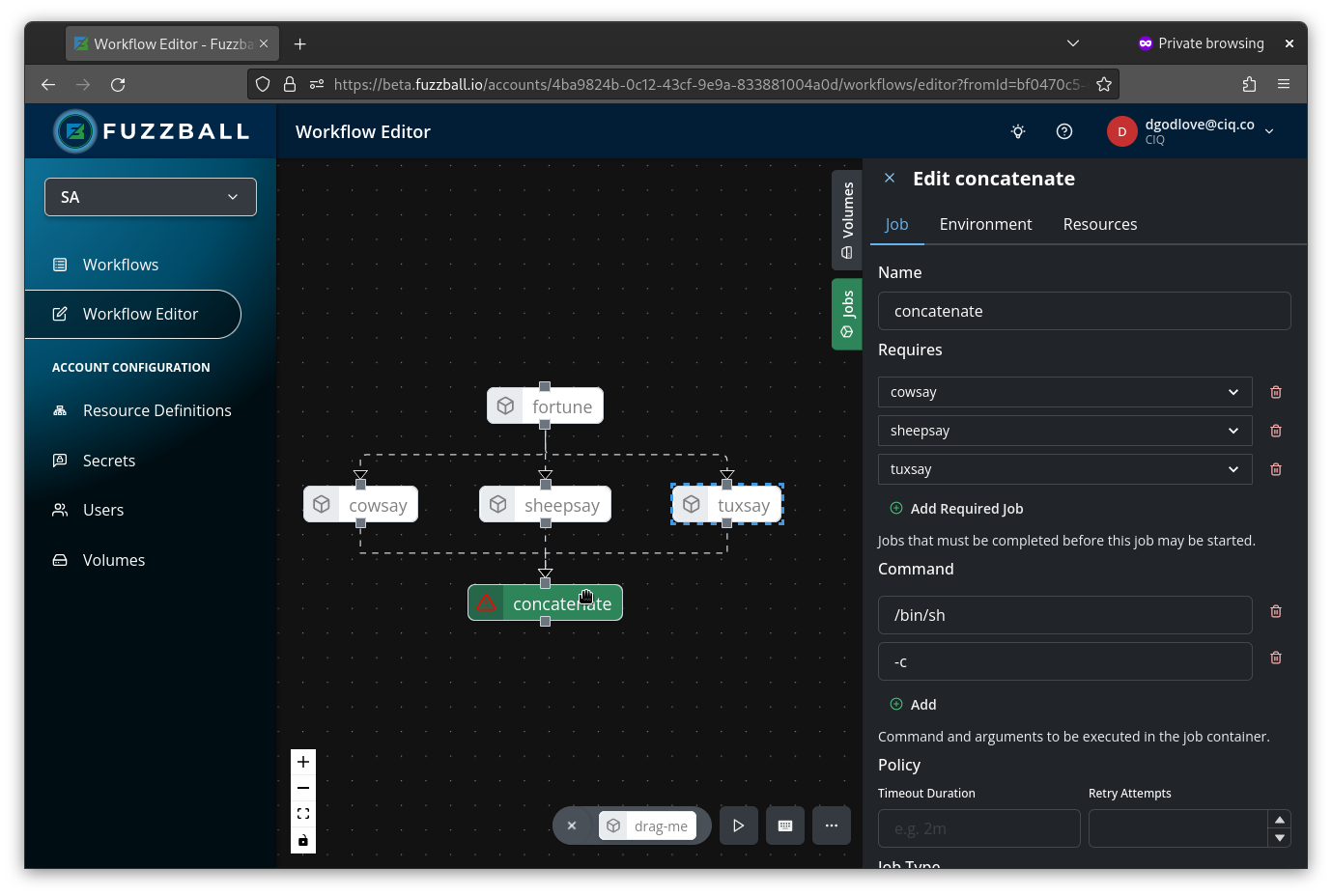 finished workflow in editor grid