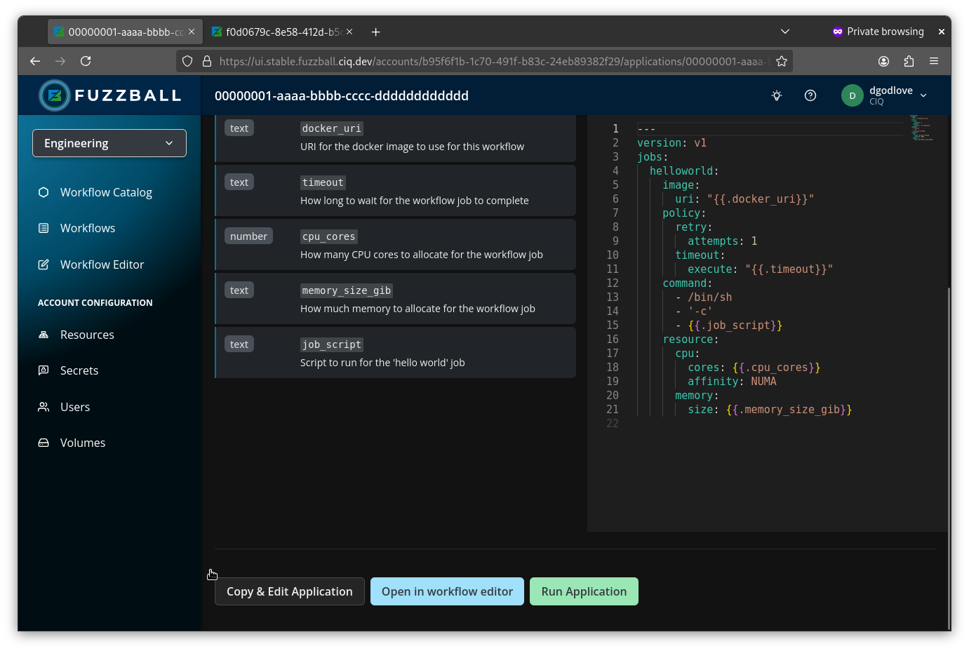 Copy and Edit Application