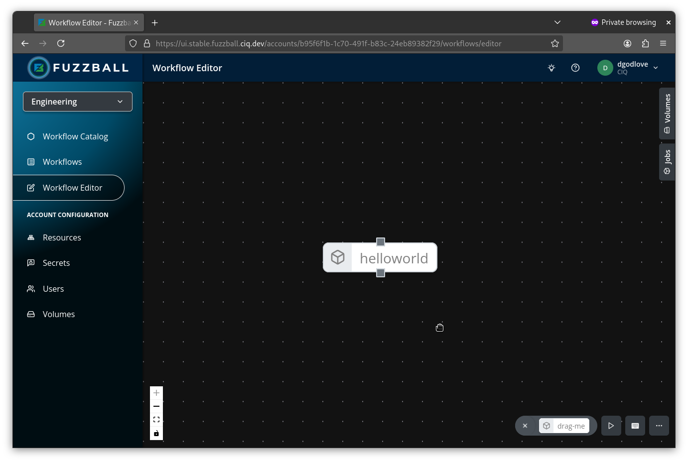 Workflow Catalog Fuzzfile opened in Workflow Editor
