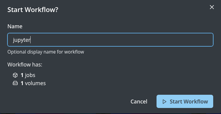 Jupyter Notebook template workflow name prompt