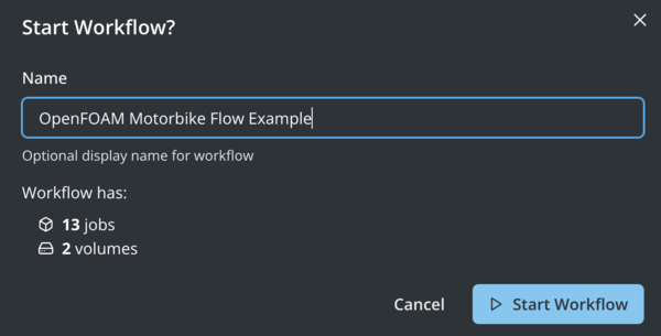 Fuzzball workflow catalog start OpenFOAM start
